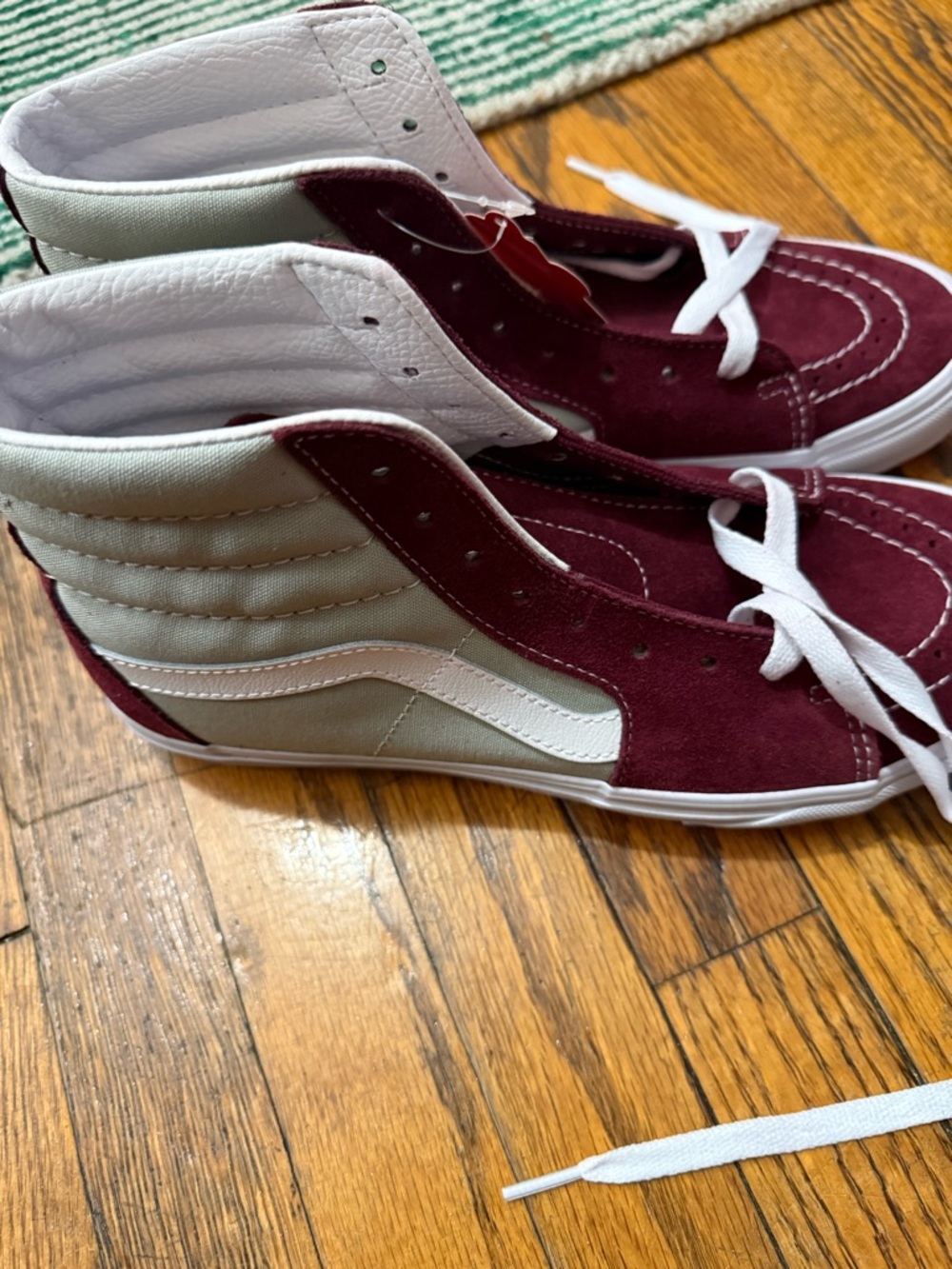 Vans Burgundy and White High-Top Sk8-Hi Shoes